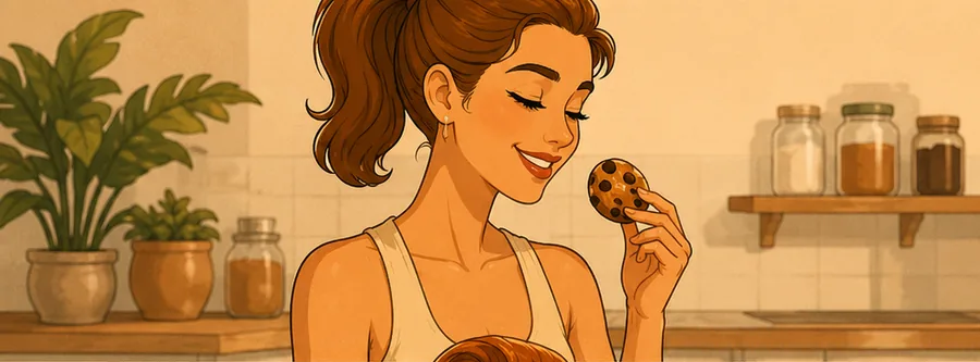 Carolina disfrutando de una galleta