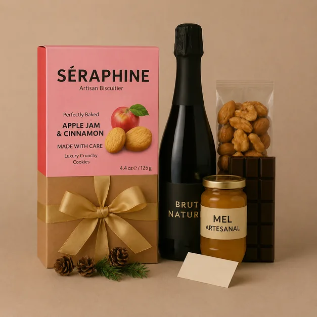 Caja SÉRAPHINE de regalo con cava, miel y frutos secos